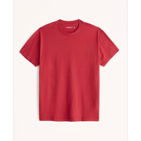 NWT ABERCROMBIE & FITCH Soft A&F Essentials Tee Men's XS Solid Red T-Shirt AF - Picture 1 of 1